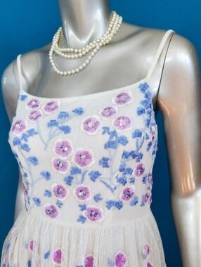 🆕️🪻MAYA DELUXE Floral Embroidered Maxi Dress w/ Sequin Embellishments // (NWT)